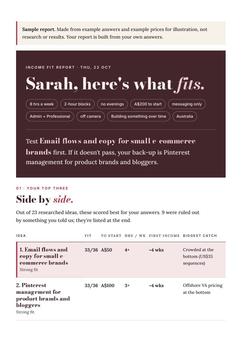 Sample report, page 1 of 9